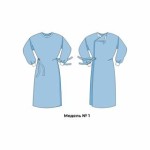 Халат хирургический нестерильный, р. 52-54 пл. 42 г/м2 140 см модель №1 спанбонд рукав на манжете ворот на застежке велькро 4 завязки голубой