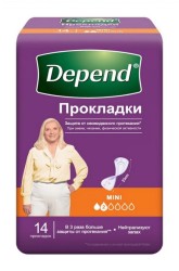 Прокладки женские Depend впитывающие мини 14 шт.